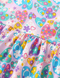 Floral Print Fly-sleeved Cotton Dress