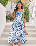 Holiday Casual Floral Long Halter Dress