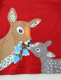Cartoon Deer Print Long-sleeved T-shirt