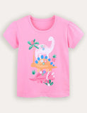 Kortærmet T-shirt med dinosaurtryk