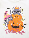 Halloween Kitten Pumpkin Print Long Sleeve T-Shirt
