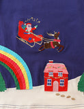 Christmas Santa Reindeer Sleigh Rainbow Applique Dress