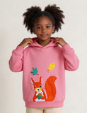 Autumn Squirrel Applique Hooded Sweatshirt