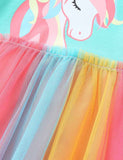 Unicorn Print Rainbow Tulle Dress