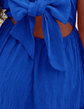Solid Color Ruffle Hem Bow Dress