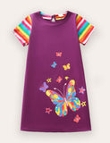 Colorful Butterfly Flower Print Dress