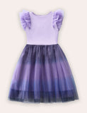 Colored Pony Butterfly Printed Tulle Dress