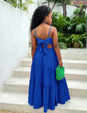 Solid Color Ruffle Hem Bow Dress
