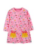 Christmas Bell Applique Long Sleeve Dress