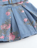 Flower Print Waist Denim Dress