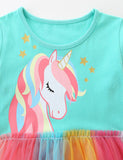 Unicorn Print Rainbow Tulle Dress