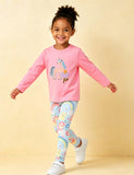 Cute Unicorn Applique Long Sleeve T-Shirt & Printed Leggings