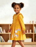 Rainbow Unicorn Embroidered Long Sleeve Dress