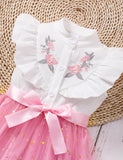 Embroidered Tulle Bow Dress