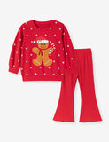 Christmas Gingerbread Man Applique Sweatshirt Set