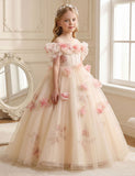 Three-dimensional Flower Off-the-shoulder Princess Tulle Dress