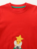 Big Christmas Tree Applique Long Sleeve Dress