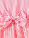 Flower Embroidered Tulle Bow Dress