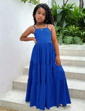 Solid Color Ruffle Hem Bow Dress