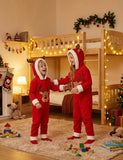 Christmas Reindeer Applique Flannel Family Matching Hooded Pajamas