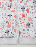 Cardigan Bunny Print Zip-Up Hoodie