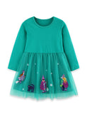 Halloween Witch Applique Tulle Long-sleeved Dress