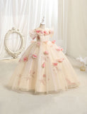 Three-dimensional Flower Off-the-shoulder Princess Tulle Dress
