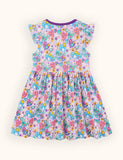 Floral Print Fly-sleeved Cotton Dress
