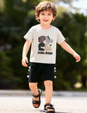 Dinosaur Applique Short-sleeved Shorts Set