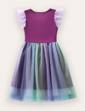Colorful Butterfly Print Tulle Dress