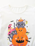 Halloween Kitten Pumpkin Print Long Sleeve T-Shirt