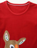 Cartoon Deer Print Long-sleeved T-shirt