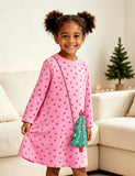 Big Christmas Tree Applique Long Sleeves Dress