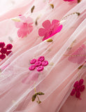 Flower Embroidery Flying Sleeve Bow Tulle Princess Dress