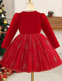 Christmas Sequined Golden Velvet Princess Dress
