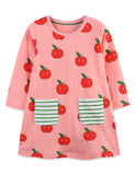 Cartoon Apple Print Dress