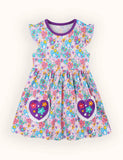 Floral Print Fly-sleeved Cotton Dress