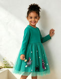 Halloween Witch Applique Tulle Long-sleeved Dress