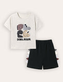 Dinosaur Applique Short-sleeved Shorts Set