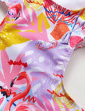 Badedragt i ét stykke med flamingotryk