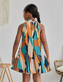 Holiday Style Print Neck Dress