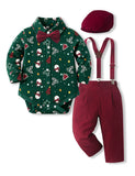 Christmas Onesie Overalls Hat Set