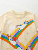 Cute Unicorn Rainbow Print T-Shirt