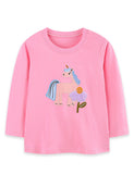 Cute Unicorn Applique Long Sleeve T-Shirt & Printed Leggings