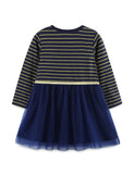 Christmas Robin Embroidered Tulle Long-sleeved Dress