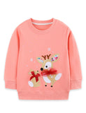 Christmas Deer Applique Sweatshirt Sweatpants Set
