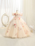 Three-dimensional Flower Off-the-shoulder Princess Tulle Dress