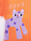 Kitten Print T-Shirt & Striped Leggings Set