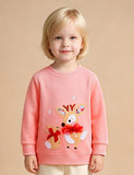Christmas Cartoon Deer Applique Sweatshirt