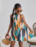 Holiday Style Print Neck Dress